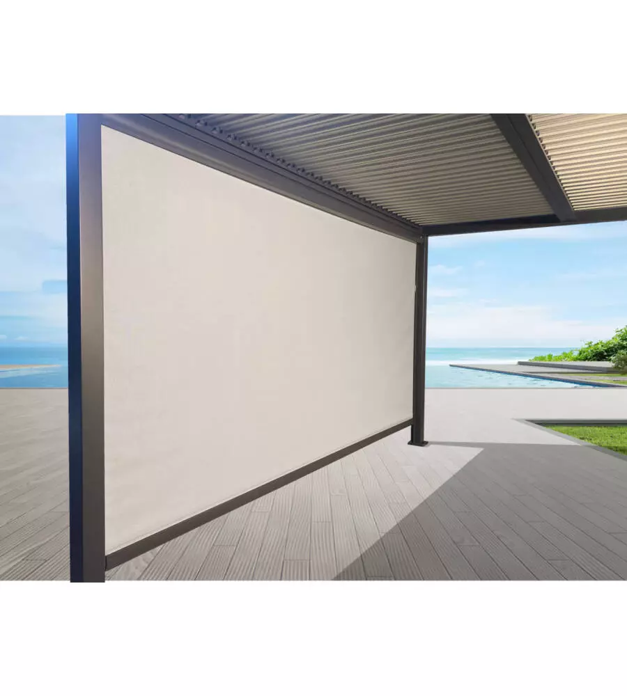 PANNELLO LATERALE OSCURANTE PER PERGOLE RIVIERA "SCREEN" IN TEXTILENE ANTRACITE E GRIGIO LATO 4 M